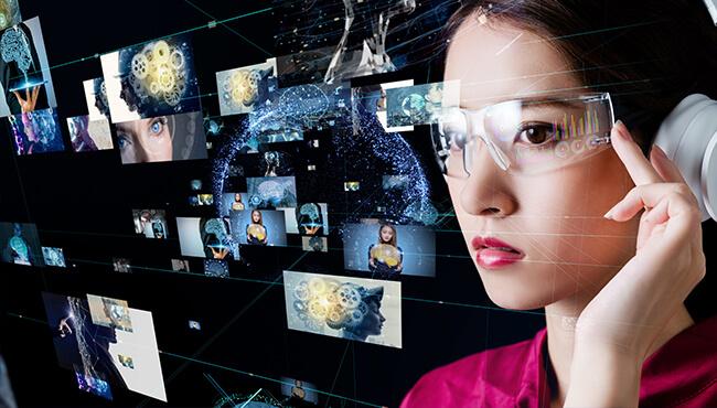 AR glasses being used by woman