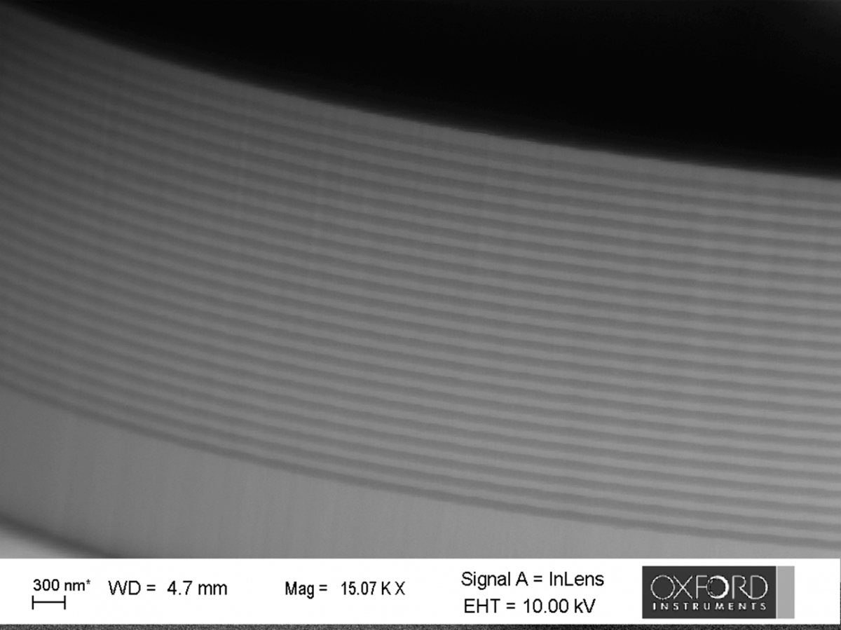 Image of VCSEL mesa Cross section – surface quality close up