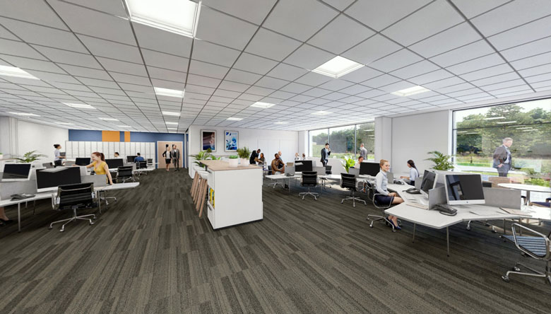 Open space offices in Oxford Instruments Plasma Technology's New Facility