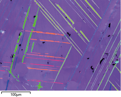 Fig. 3b - X-ray maps showing relative concentration of Ti, Fe, O and Al